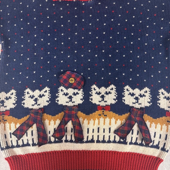 VTG Crazy Cat Lady Bear Ugly Holiday Sweater Cottage Core Festive - Picture 5 of 13